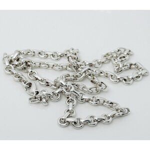 Tiffany 22" Mens Unisex Silver Large Round Oval 6mm Link Rolo Chain Necklace